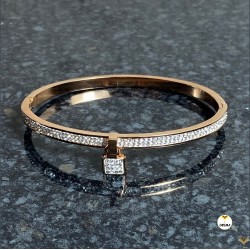 Crystal Padlock Luxury 18K Rose Gold Plated Stainless Steel Paved Bracelet