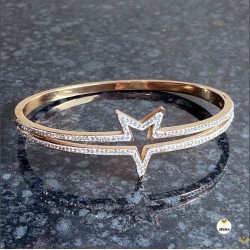 Luxury 18K Rose Gold Plated Stainless Steel Crystal Star Paved Bracelet