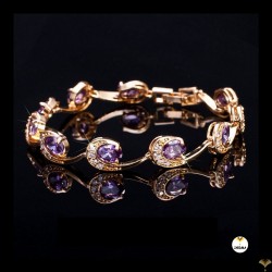Luxury Genuine Rose Gold Finished AAA Quality Austrian Purple Crystals Bracelet