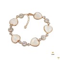 Opal Hearts Rhinestones Rose Gold Plated Bracelet