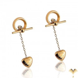 Luxury Drop Hearts Rose Gold Plated Stainless Steel Dangle Studded Earrings