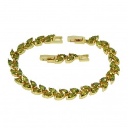 CRYSTAL LEAVES - Zanzara 18K Gold Finished AAA Quality Austrian Green Crystals Luxury Bracelet