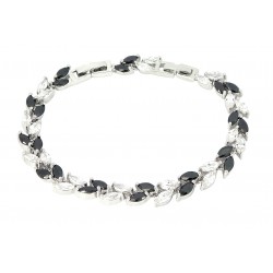 CRYSTAL LEAVES - Zanzara 18K White Gold Finished AAA Quality Austrian Clear and Black Crystals Luxury Bracelet