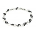 CRYSTAL LEAVES - Zanzara 18K White Gold Finished AAA Quality Austrian Clear and Black Crystals Luxury Bracelet