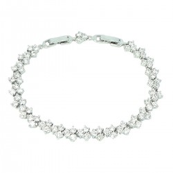 ICY QUEEN - Zanzara 18K White Gold Finished AAA Quality Austrian Clear Crystals 3 Rows Luxury Bracelet in Box