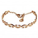 Luxury 18K Rose Gold Plated Stainless Steel Open Hearts Bangle Bracelet