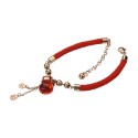 Unique Luxury Red Fortune Bag 18K Rose Gold Plated Stainless Steel Magic Wish Soft Round String Bracelet