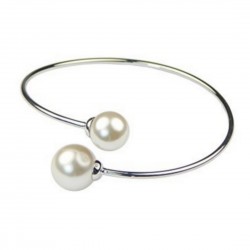 Double Pearl White Gold Plated Designer Fashion Bangle Bracelet Good Quality
