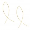 Novelty Trendy Fashion Simple Minimal Fish Gold Colour Thin Ear Line Bar Pull Through Curved Long Earrings
