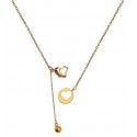 Luxury 18K Rose Gold Finished Stainless Steel Open Heart Bell Fancy Clasp Pendant With Chain