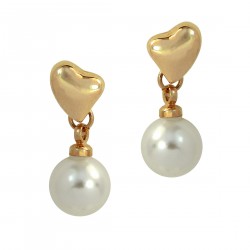 LOVE HEART - Pearl Drop Studded 18K Rose Gold Plated Small Earrings