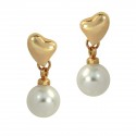 LOVE HEART - Pearl Drop Studded 18K Rose Gold Plated Small Earrings