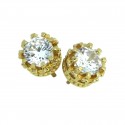 Elegant 925 Sterling Silver Gold Plated Austrian Crystal Cubic Zirconia Small Round Stud Earrings Good Quality