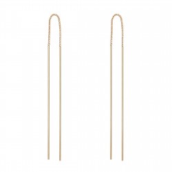 TOP TRENDY Style - Rose Gold Plated Long Bar Chain Pull Through Threader Earrings