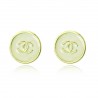 Classic Off White (Grey/Light Green) Marble-Like Enameled Button Stud Earrings