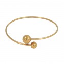 Luxury 18K Rose Gold Plated Stainless Steel Double Bead Bangle Bracelet