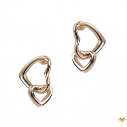 Double Open Heart Shaped 18K Rose Gold Finished Studded Earrings High Quality