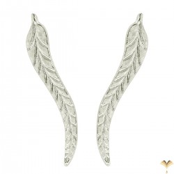 Leaf Feather Silver Colour Climbers Crawlers Sweep Cuff Hook Earrings for Pierced Ears