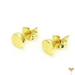 MINIMAL CLASSIC Style - SMALL 6mm Round Highly Polished Mirror Finish Yellow Gold Plated Stud Earrings Good Quality
