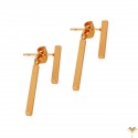 TOP TRENDY Style - Simple Bars Front Back Highly Polished Mirror Finish Rose Gold Plated Stud Minimal Earrings Good Quality