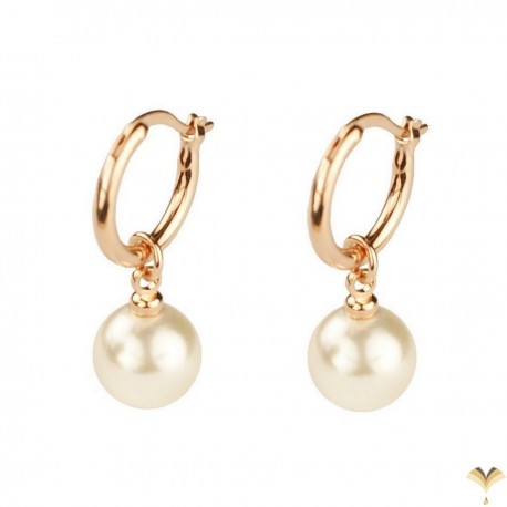 CLASSIC Vintage Style - Dangle White Pearl Rose Gold Plated Drop Earrings