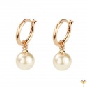 CLASSIC Vintage Style - Dangle White Pearl Rose Gold Plated Drop Earrings
