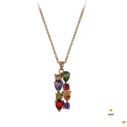 Multi Coloured Rose Gold Finished Imperiale Crystal Pendant Necklace