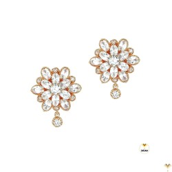 Rosette IMPERIALE - 18K Rose Gold Finished Clear Austrian Crystals Luxury Studded Earrings