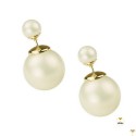Double Pearl Earrings Double Sided Front Back Ball Bead Studs - BIG SIZE - White Shell - Good Quality