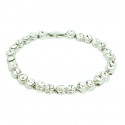 1 Row  Clear Round Rhinestones White Gold Plated Bracelet