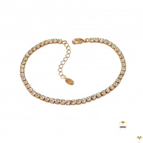 Tennis Inline Rhinestones Rose Gold Plated Bracelet