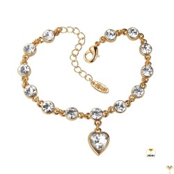Crystal Love Heart Gold Plated Rhinestones Chain Bracelet Good Quality