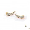 Curved Triangle Paved Crystal Rhinestones Gold Colour Climbers Studded Earrings for Pierced Ears